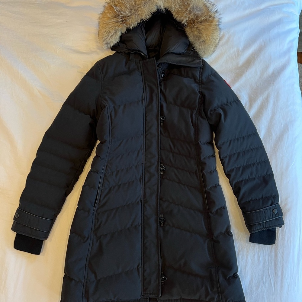 Canada Goose Loretta Parka, size Small. Black w removable fir trim on hood.
